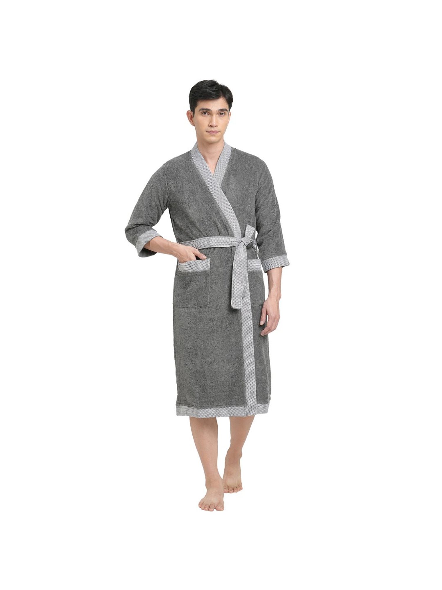 Spaces Hygro Grey 400 GSM Cotton Medium Bathrobe