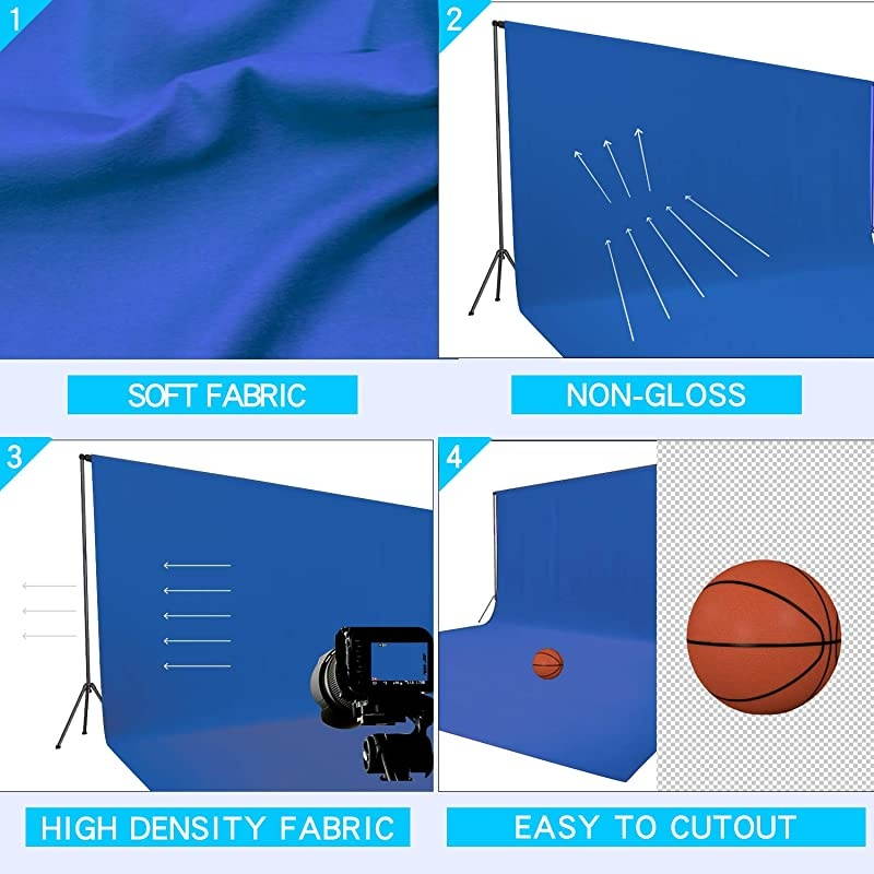 10X12 ft Background Muslin Backdrop, Photo Studio, Collapsible High Density Screen for Video Photography and Television-Blue