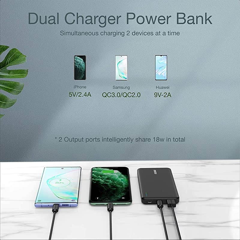 Power Bank USB C for iPhone 12,  10000mAh PD 18W Portable Charger QC 3.0 External Battery Pack Compatible with iPhone 12 Mini/12 Pro Max/11 Pro, Galaxy S20/S20 Ultra, iPad Pro,Nintendo Switch