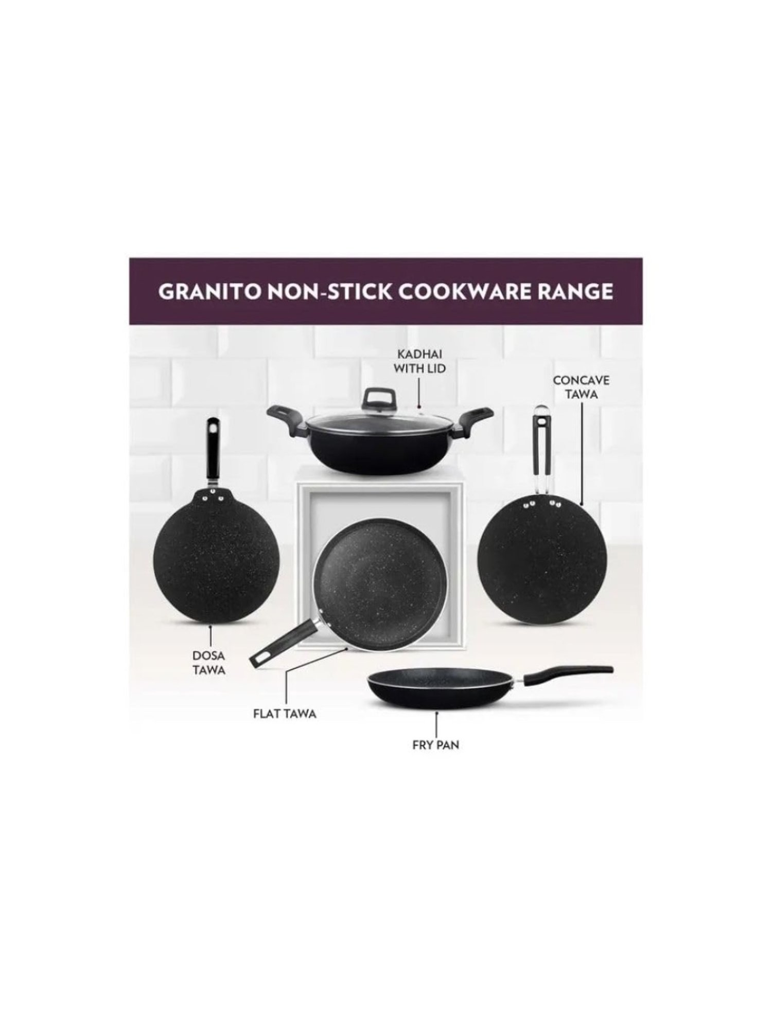 Borosil Black Aluminium Fry Pan - (1000ml)