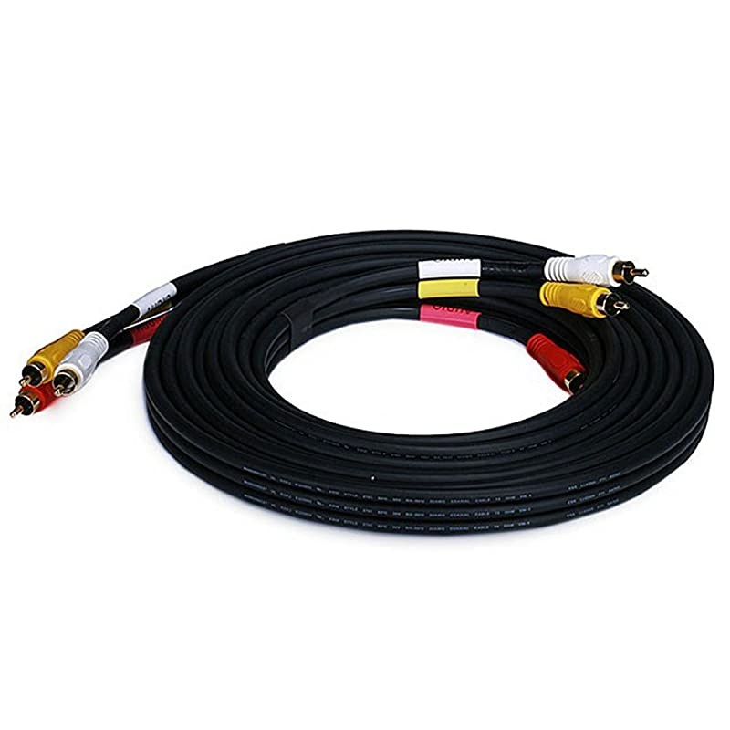 106308 15Feet Triple RCA Stereo Video Dubbing Composite Cable Black