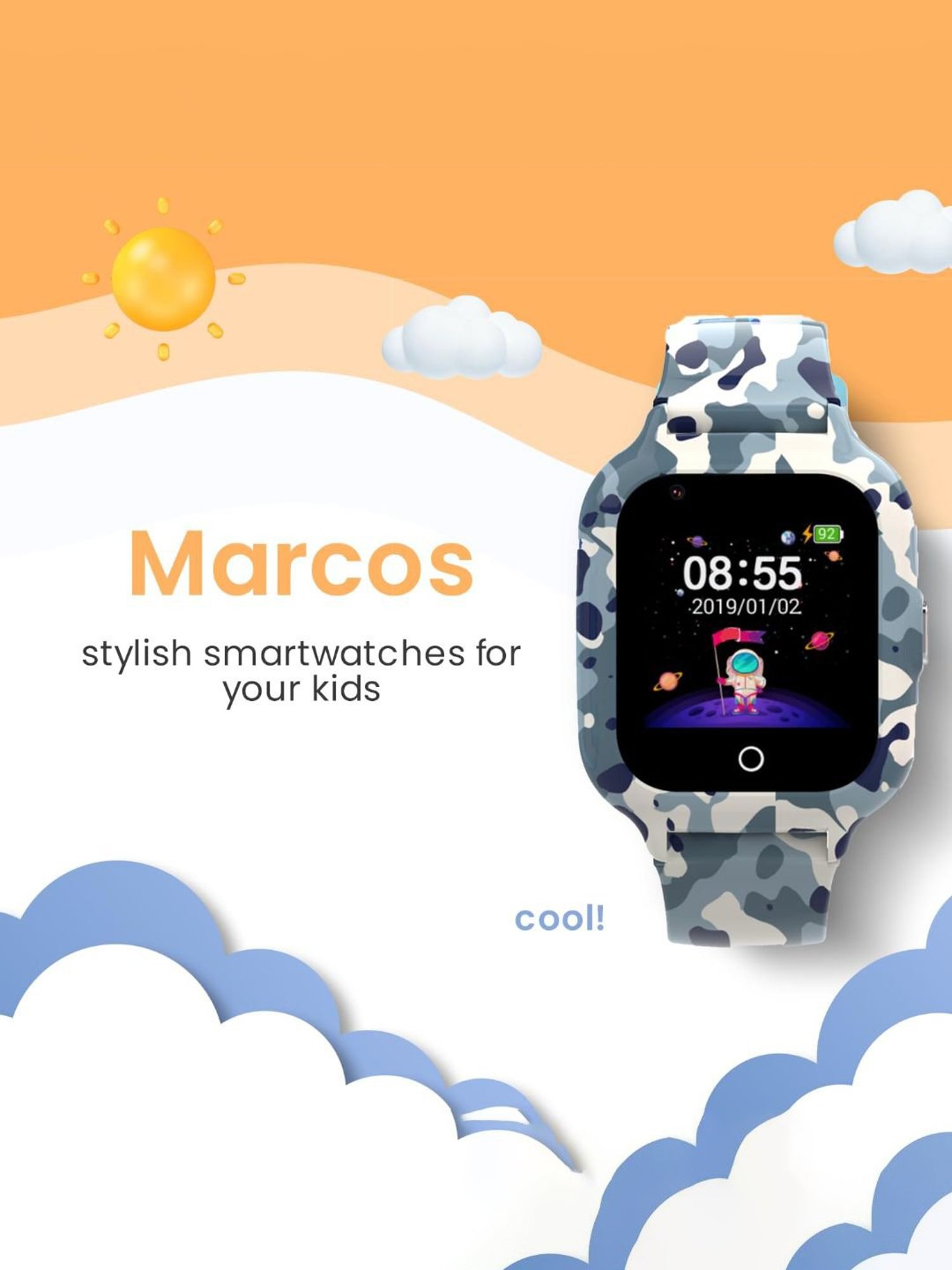 Turet Smartwatch for Kids with Camera, Games, Recorder, Sim Enabled 2-Way Calling (Black)
