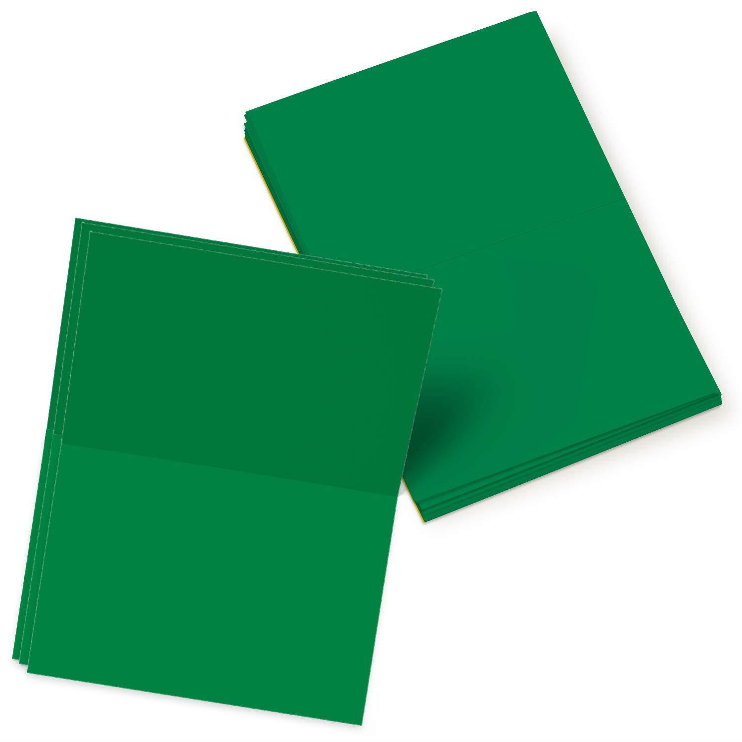 Bright Color Folding Greeting Cards | 5&rdquo; x 7&rdquo; Inches When Folded in Half | 50 Sheets Per Pack | Green