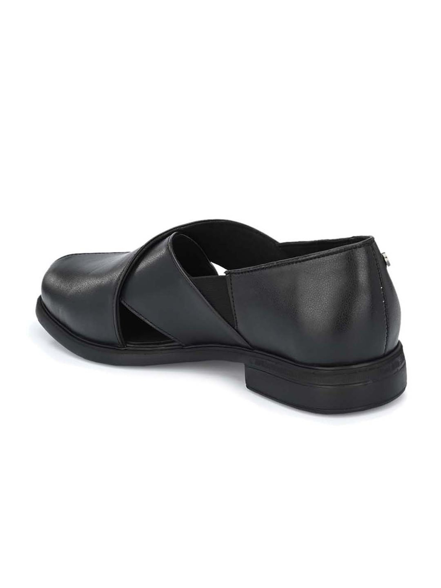 Delize Men's Black Cross Strap Sandals