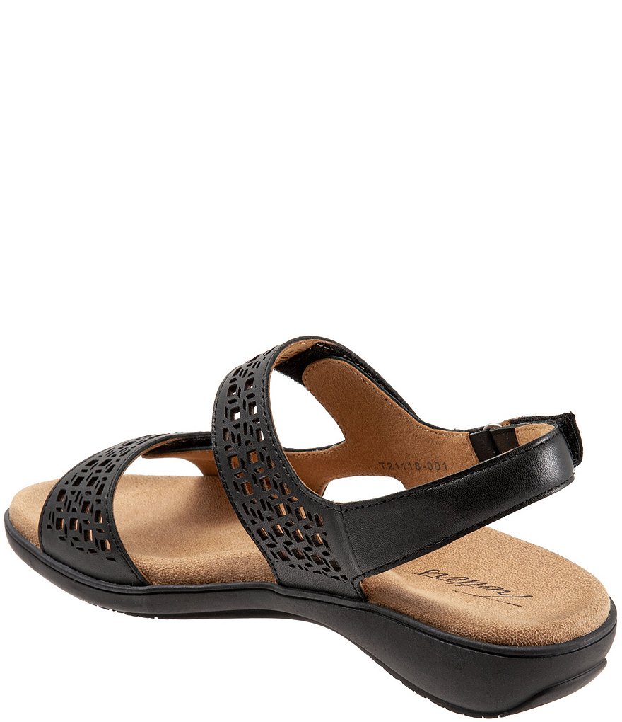 Trotters Romi Cutout Leather Adjustable Hook and Loop Footbed Sandals