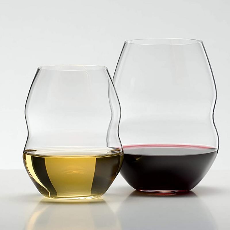 Riedel 0450/33 Swirl Dishwasher Safe Unique Curve Compact Classy Stemless Clear Water/Wine/Beverage Glass Set, 13.38 Ounces, (2 Pack)