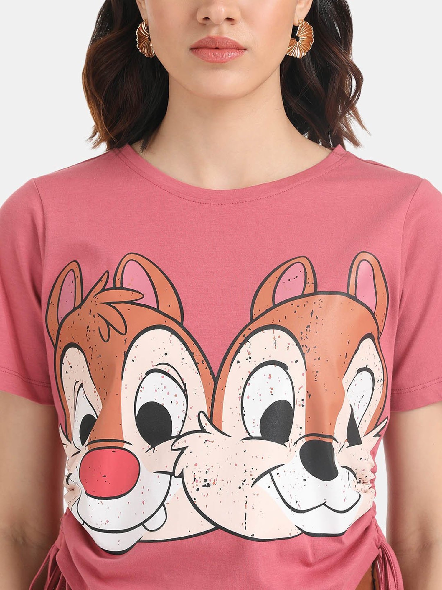 Kazo Chip And Dale Printed Graphic Crop T-Shirt