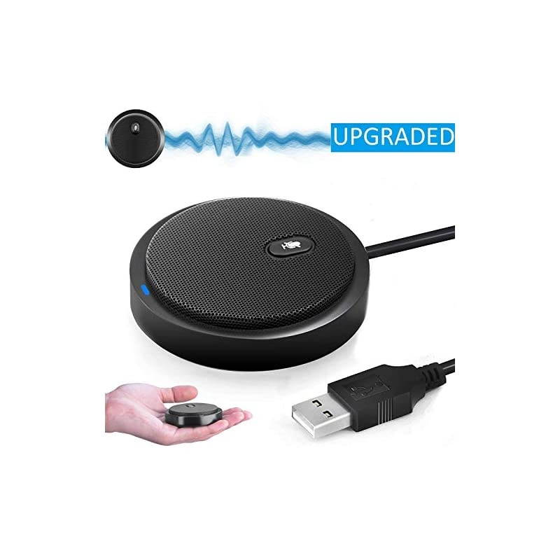 USB Conference Microphone Desktop Omnidirectional Condenser Boundary PC Computer Laptop Mic with Mute Function for Recording Video Meeting Gaming Skype VoIP Calls WindowMac