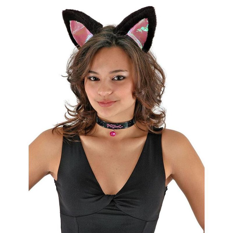 Elope Cat Ears, Collar and Tail (Black/Pink) Kid and Adult Costume Kit Unisize