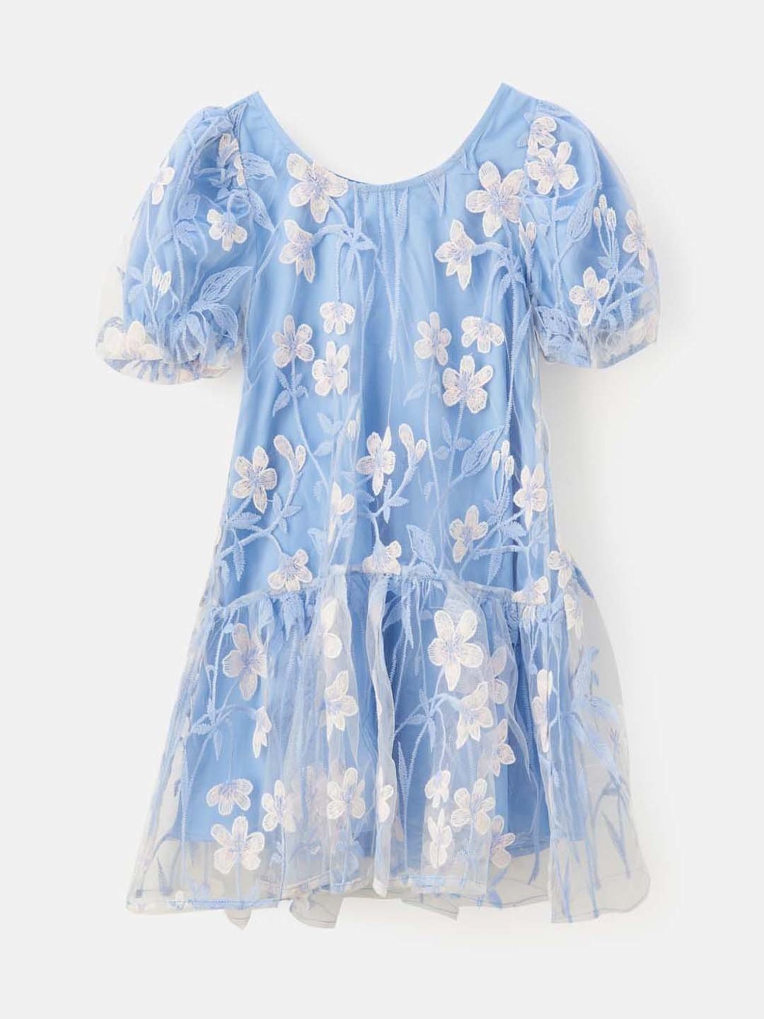 Angel & Rocket Kids Blue Embroidered Dress