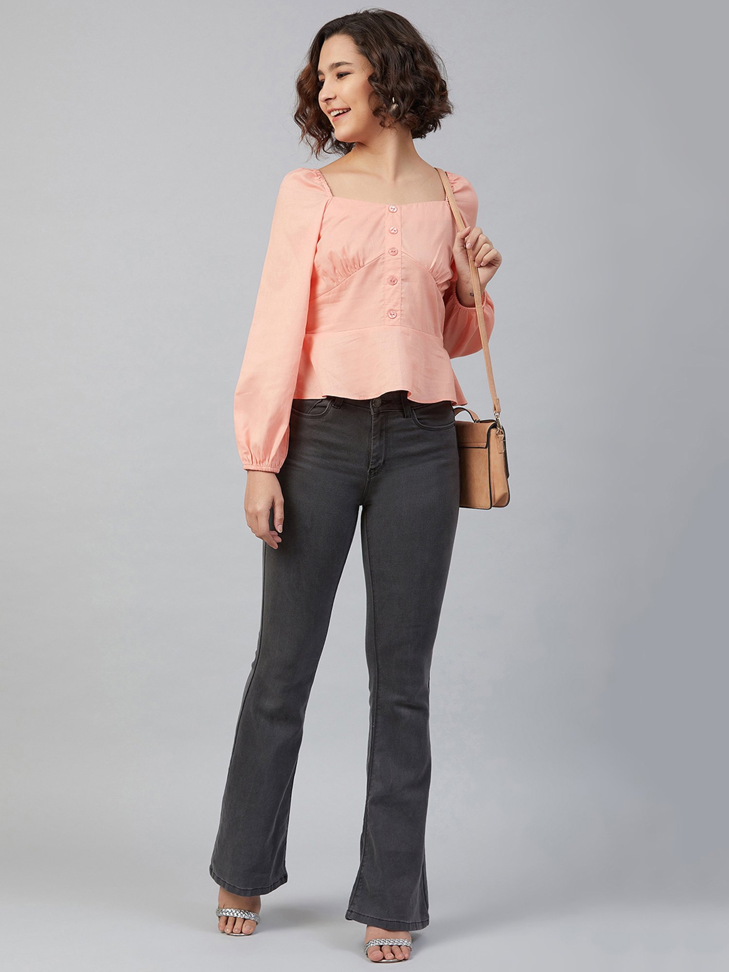 Carlton London Peach Peplum Top