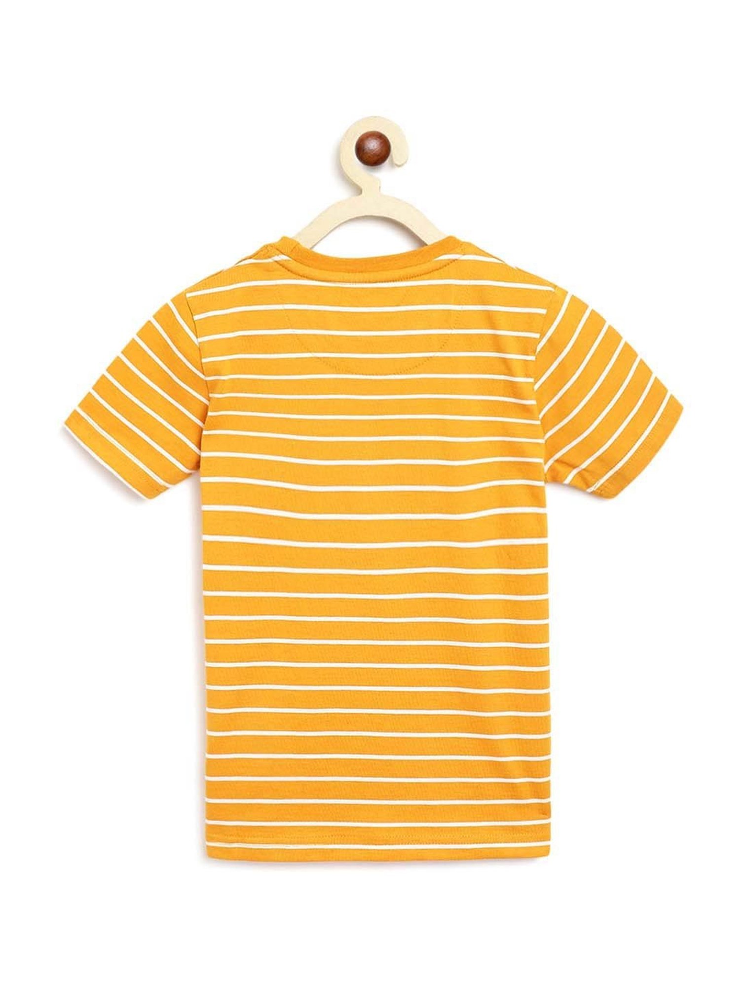 Campana Boys Blue & Yellow Cotton Striped T-Shirt
