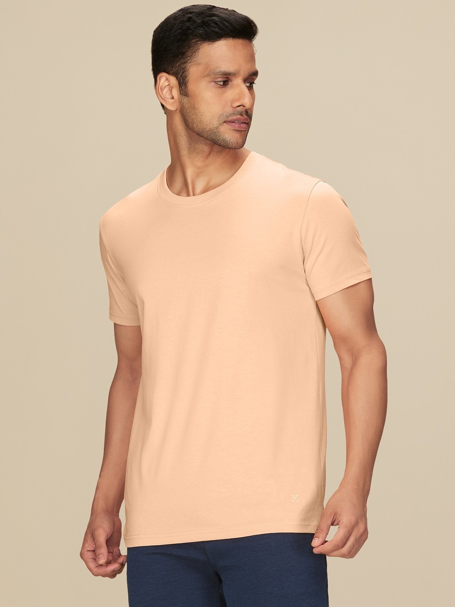 XYXX Peach Blush Cotton Regular Fit T-Shirts