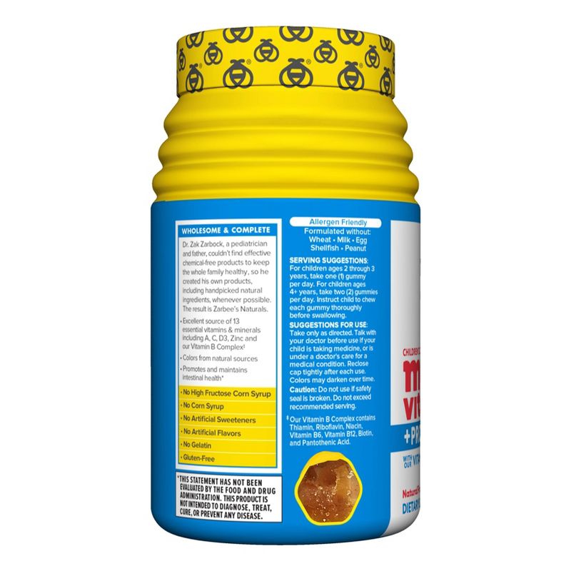 Zarbee's Naturals Children's Complete Multivitamin + Probiotic Gummies - Natural Fruit Flavor - 70ct