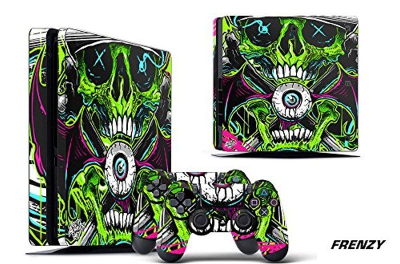 247 skins graphics kit sticker decal compatible with ps4 playstation 4 slim and dualshock controllers - frenzy