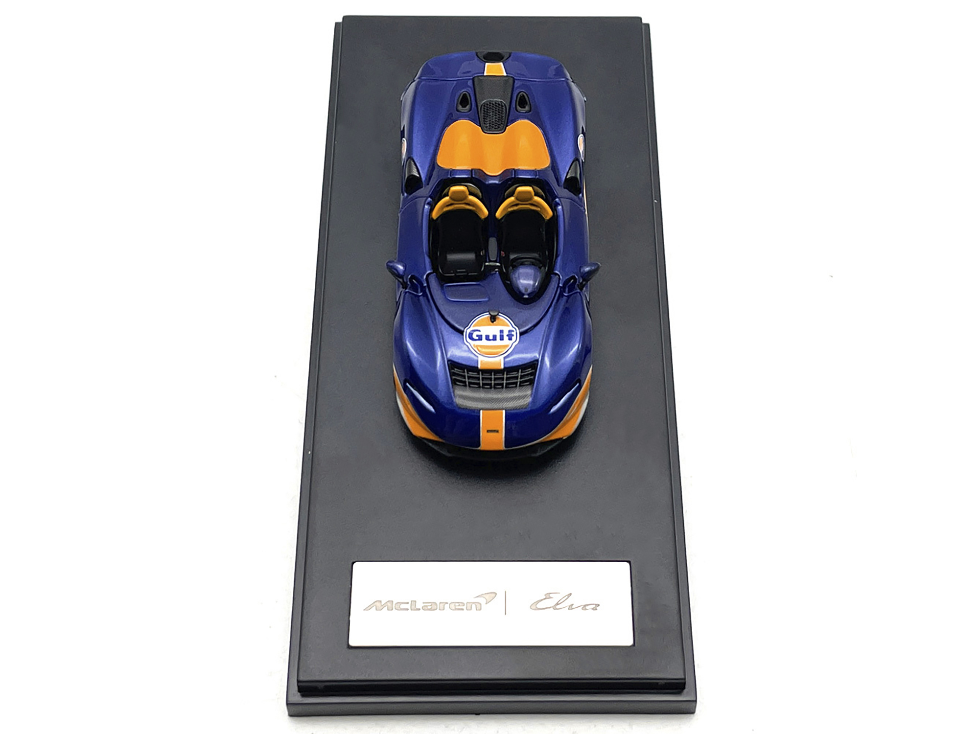 McLaren Elva Convertible Dark Blue Metallic with Orange Accents "Gulf Oil" 1/64 Diecast Model Car by LCD Models