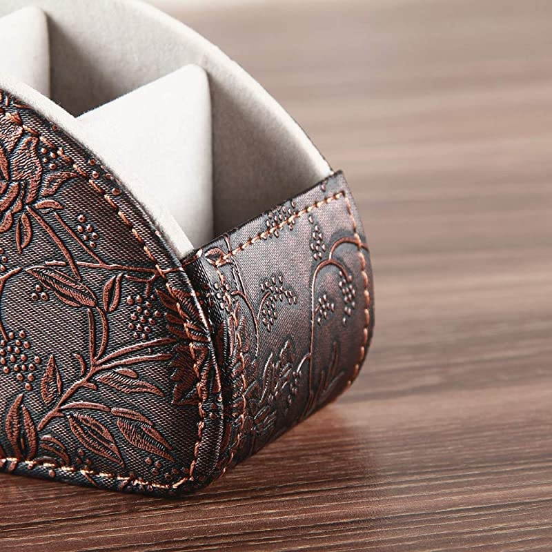 Leather White TV Remote Holder for Remote Controls with 5 Compartments Nightstand Desktop Media Player Remote Caddy Storage Box Organizer Tray for Mobile Office Stationery Phone Controller