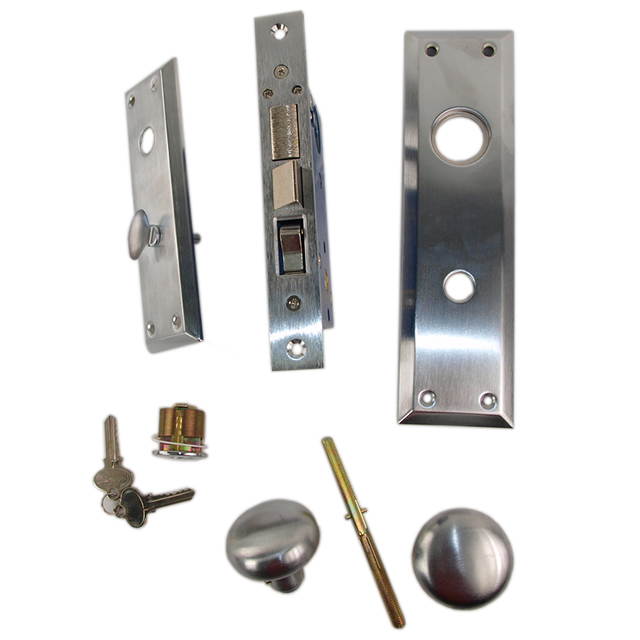 Em-D-Kay (Like Marks 91A/26D) 510026AL Satin Chrome 26D Left Hand Heavy Duty Mortise Entry Lockset, Surface Mounted Screw-on Knobs Lock Set