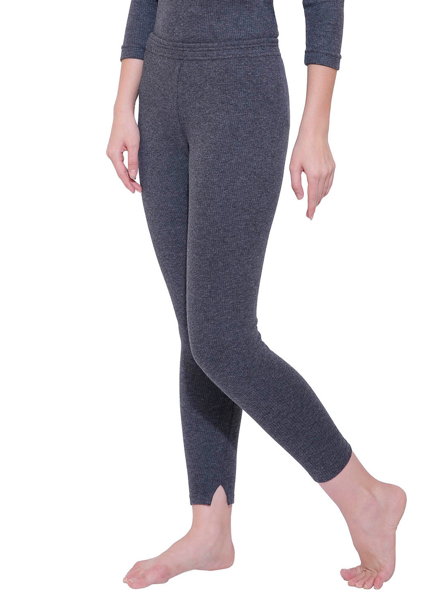 Bodycare Insider Grey Melange Textured Thermal Capris
