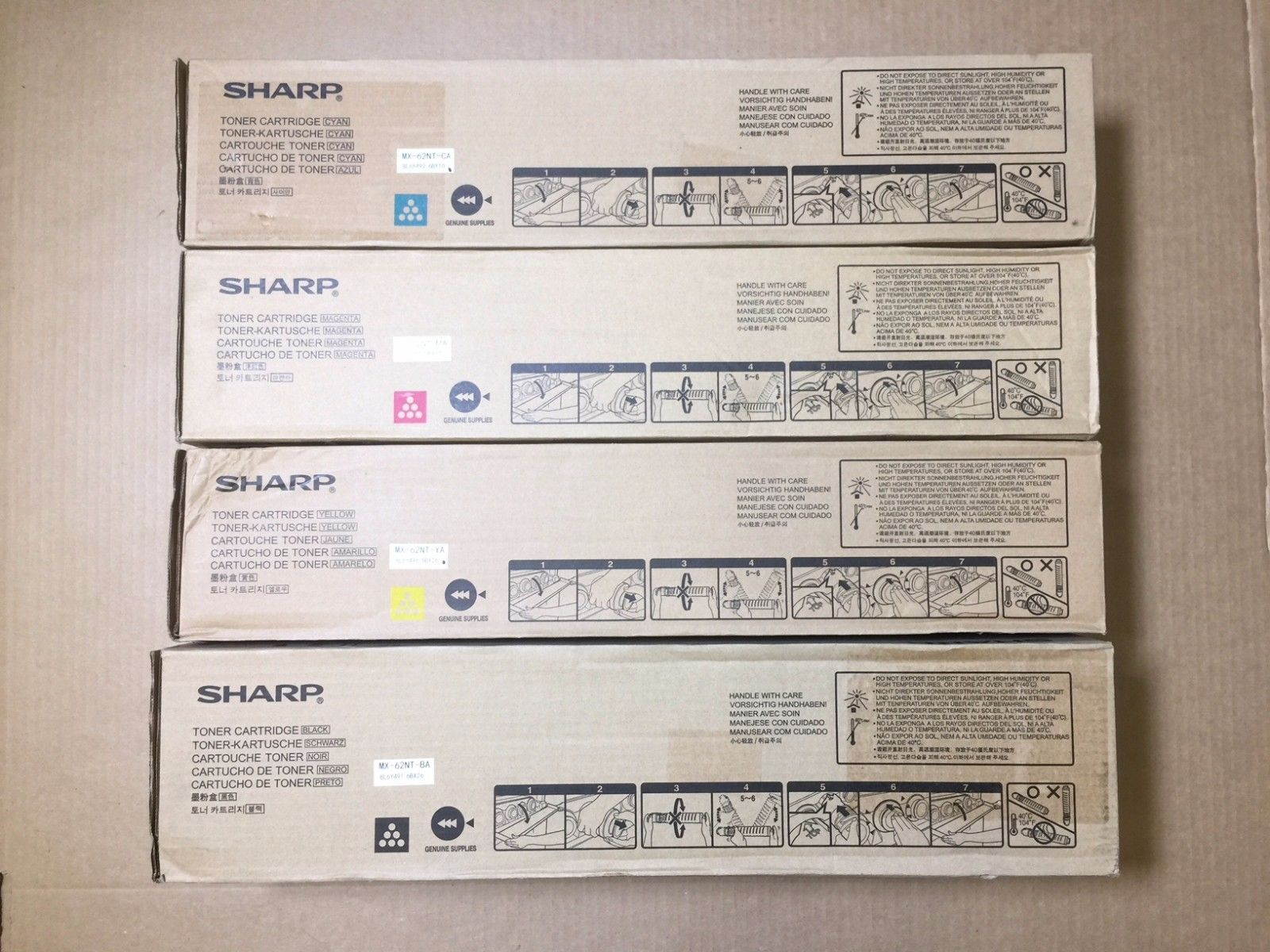 Genuine Sharp MX-62NT CMYK Toner Set for MX-6204N 6500N 6040N 7500N