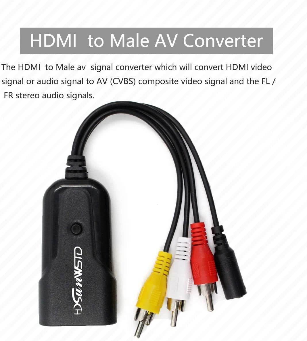 HDMI to AV Adapter Mini HD Video Converter Box HDMI to RCA AV/CVSB L/R Video 1080P HDMI2AV Support NTSC PAL Output