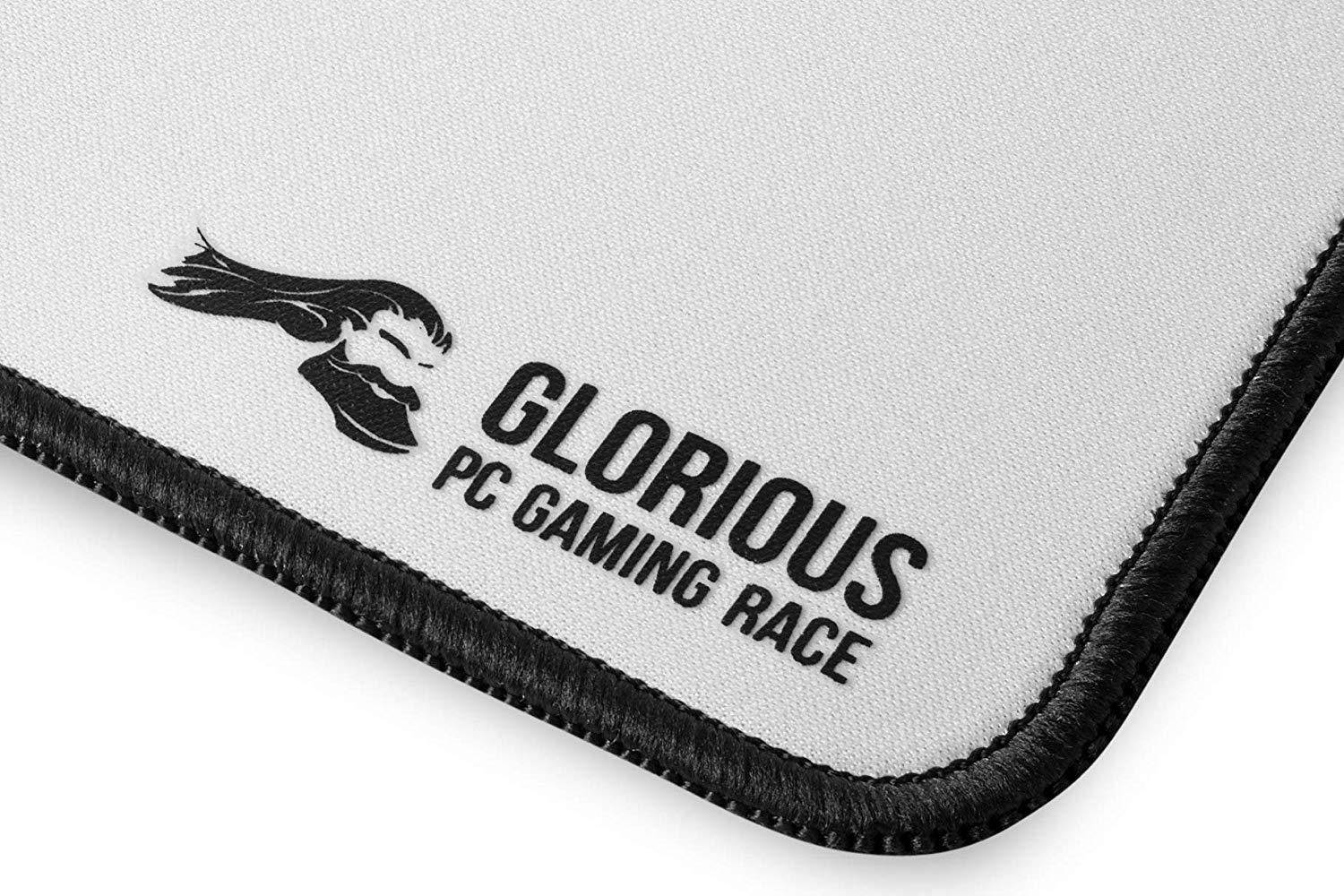 Glorious Extended White Gaming Mouse Pad/Mat - Long Cloth Mousepad, Stitched Edges | 36x11 (GW-E)