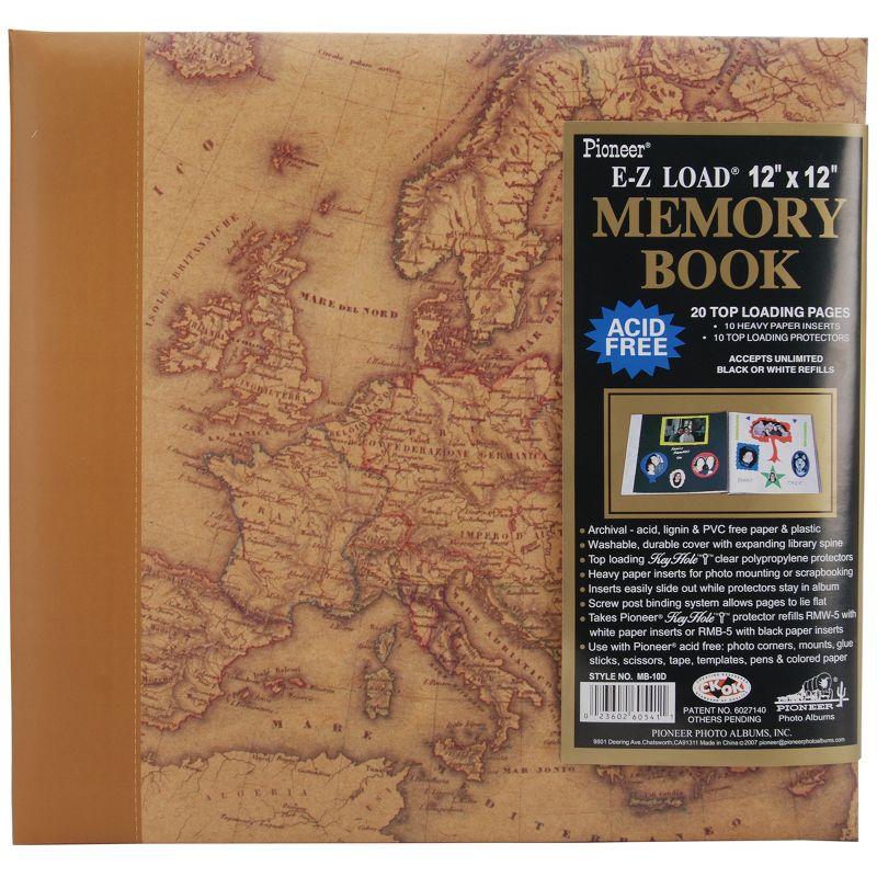 Pioneer Designer Print Post Bound Album 12"X12"-Map