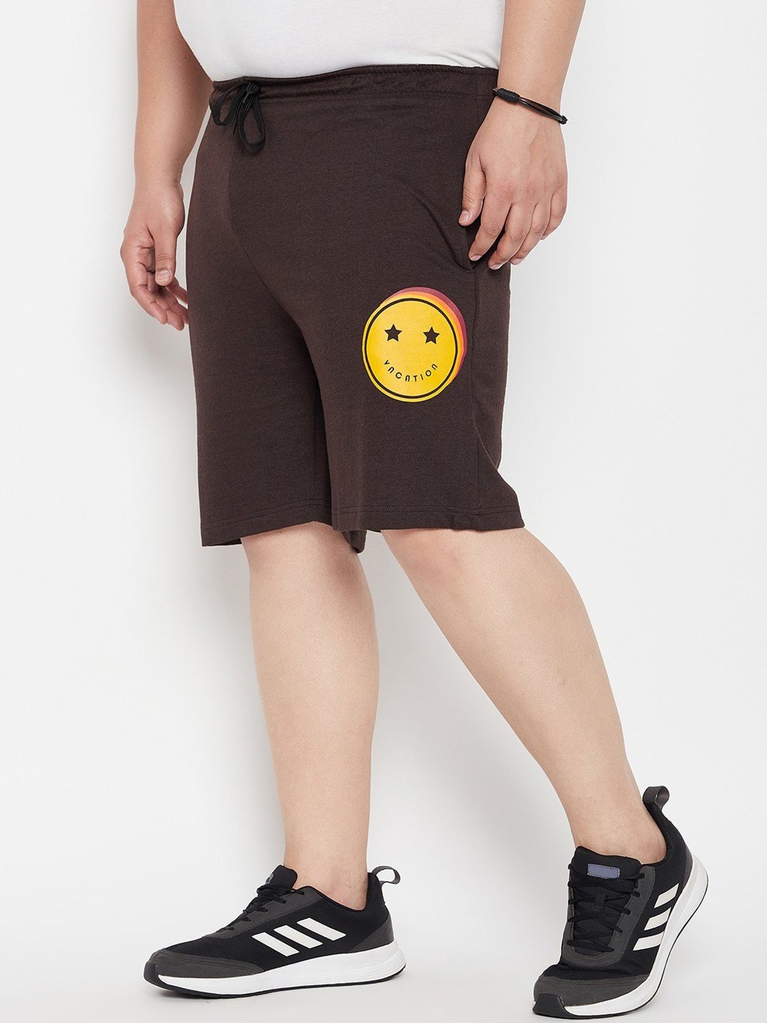 Bigbanana Dark Brown Regular Fit Printed Shorts