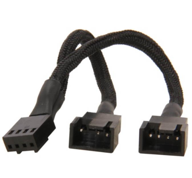 1 Pack Motherboard 4 pin 4Pin PWM To Dual PWM Computer Case Fan 1-to-2 Sleeved PWM Fan Splitter Y Cable