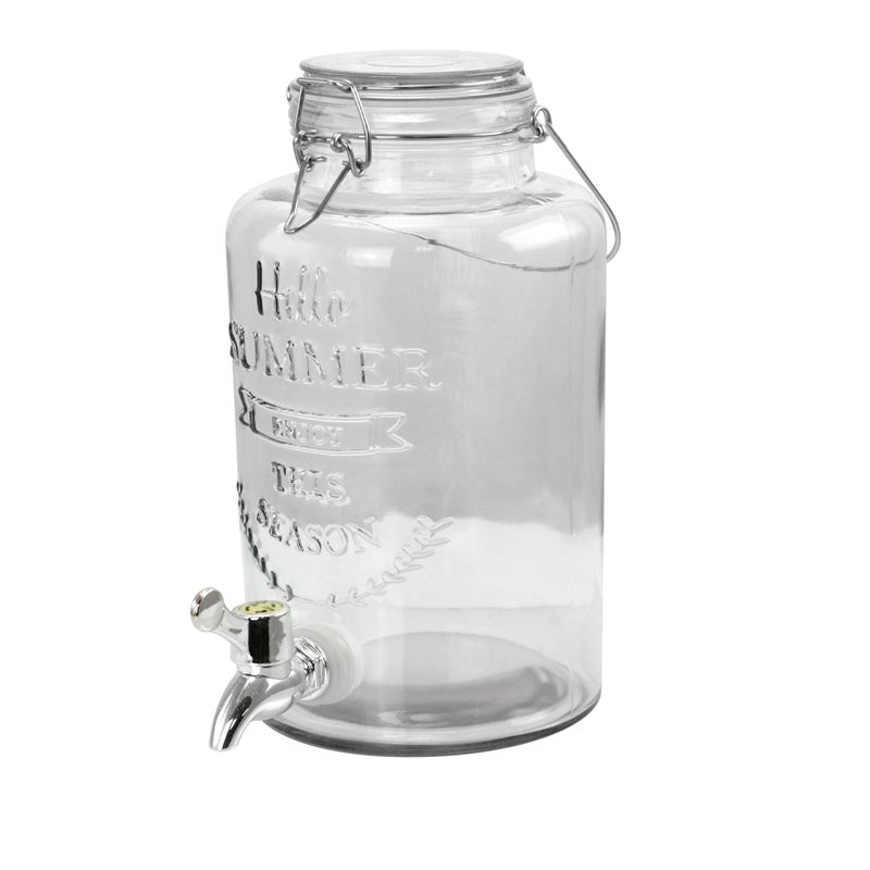Gibson Home Bayfront Summer 2.5 Liter Mason Jar Glass Beverage Dispenser
