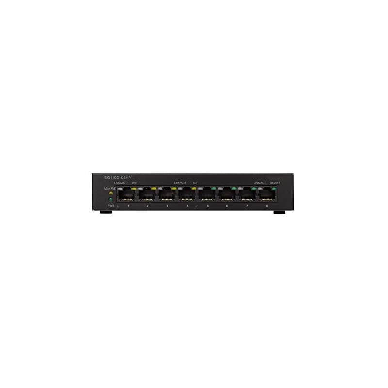 SG110D08HP Desktop Switch with 8 Gigabit Ethernet GbE Ports plus 32W PoE Limited Lifetime Protection SG110D08HPNA
