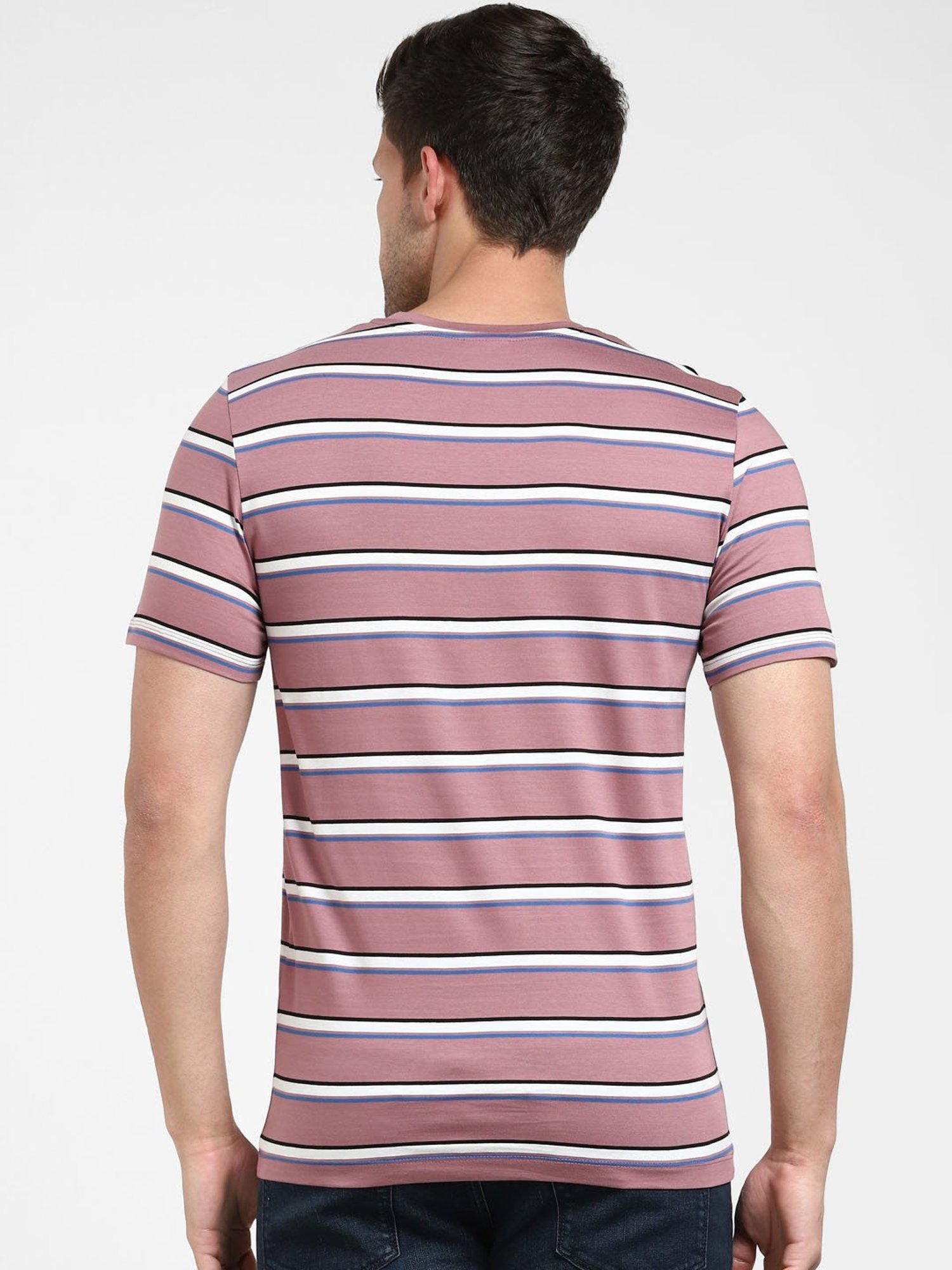 SELECTED HOMME Mauve Slim Fit Striped Crew T-Shirt