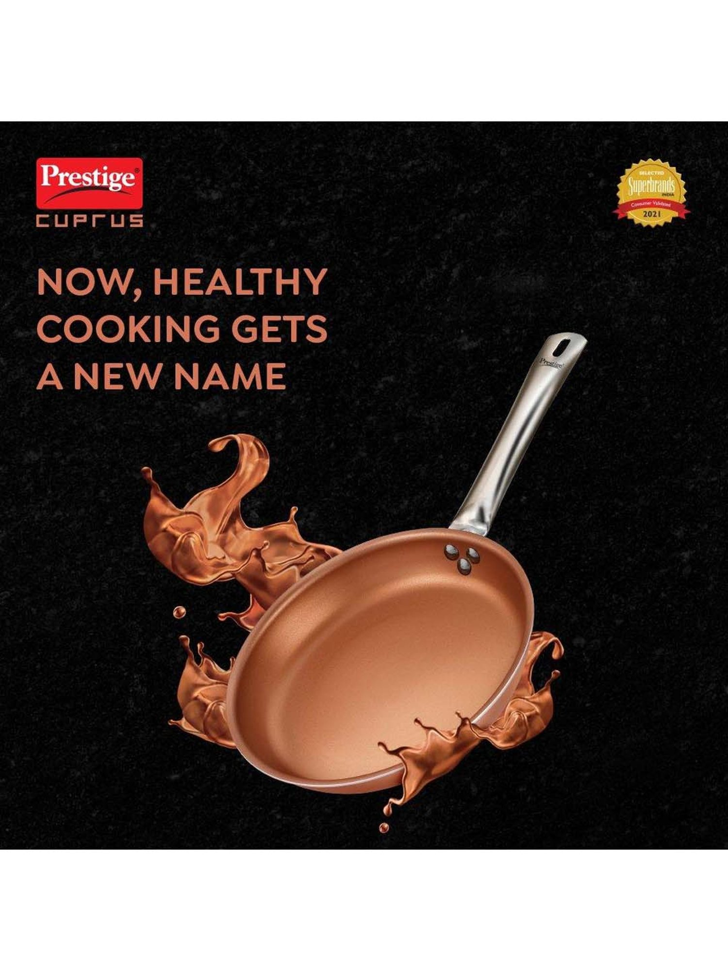 Prestige Brown Aluminium 20 cm Gas Compatible Fry Pan (1.2 L) - Set of 1