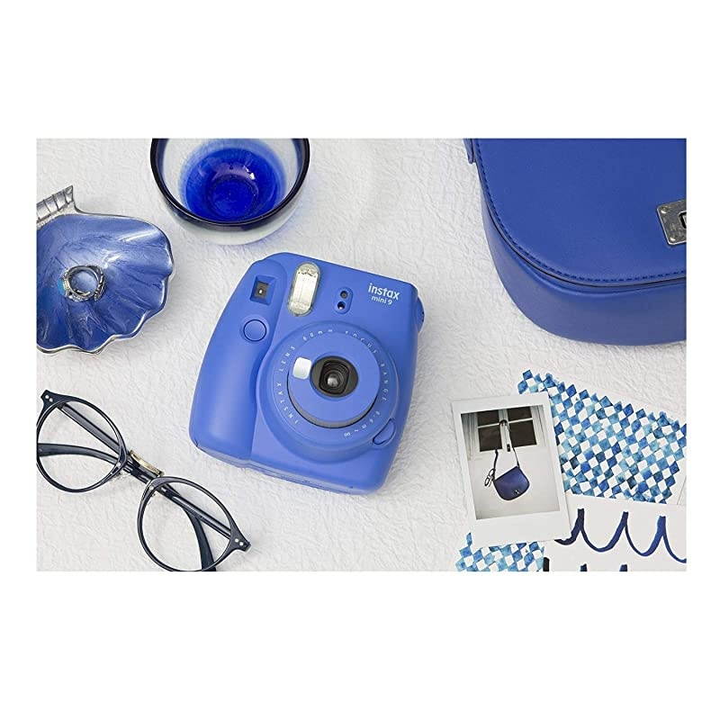 instax Mini 9 Instant Camera Cobalt Blue with Film Twin Pack Bundle 2 Items