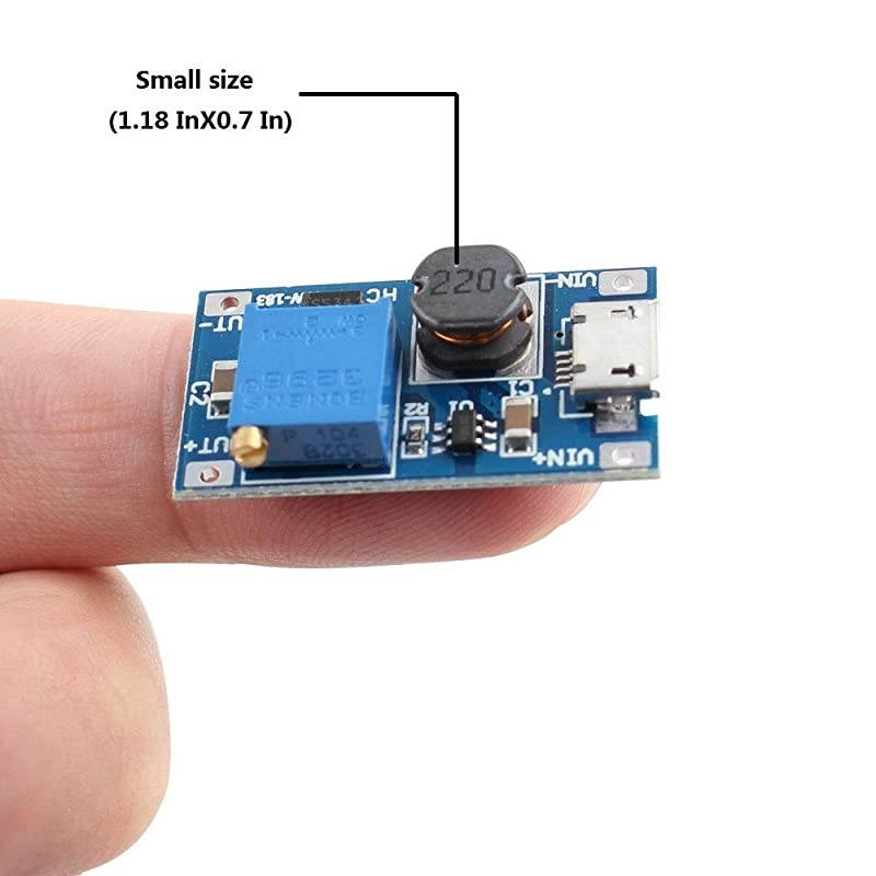 dc to dc Step up Converter DC Voltage Regulator Voltage Converter Step Up dc Boost Converter USB Power Module Supply Module 2V24V to 5V28V 2A MT3608 Mico USB Pack of 10