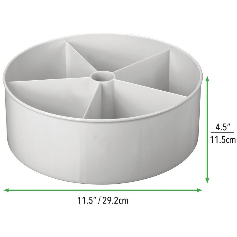 mDesign Divided Lazy Susan Turntable Storage Tray, for Nursery/Kids - Gray
