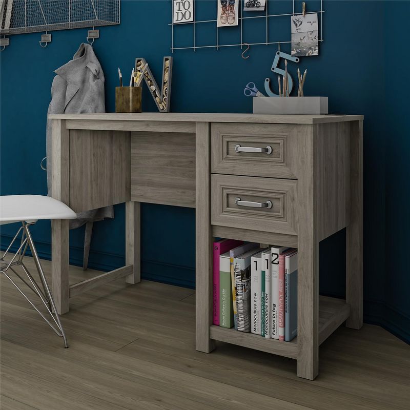 Sierra Ridge Levi Single Pedestal Kids' Desk, Light Walnut