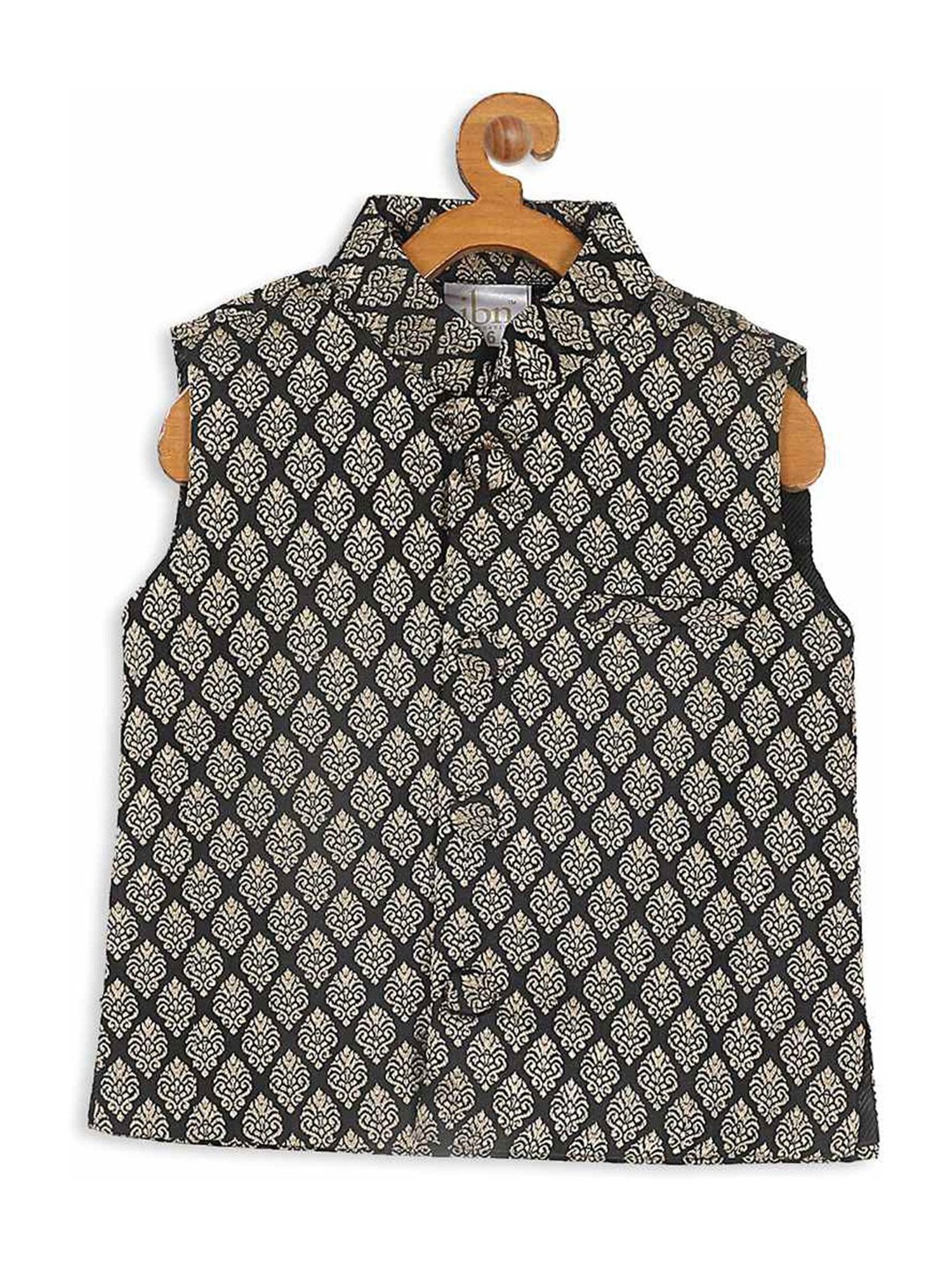 VASTRAMAY SISHU Black & Gold Printed Nehru Jacket