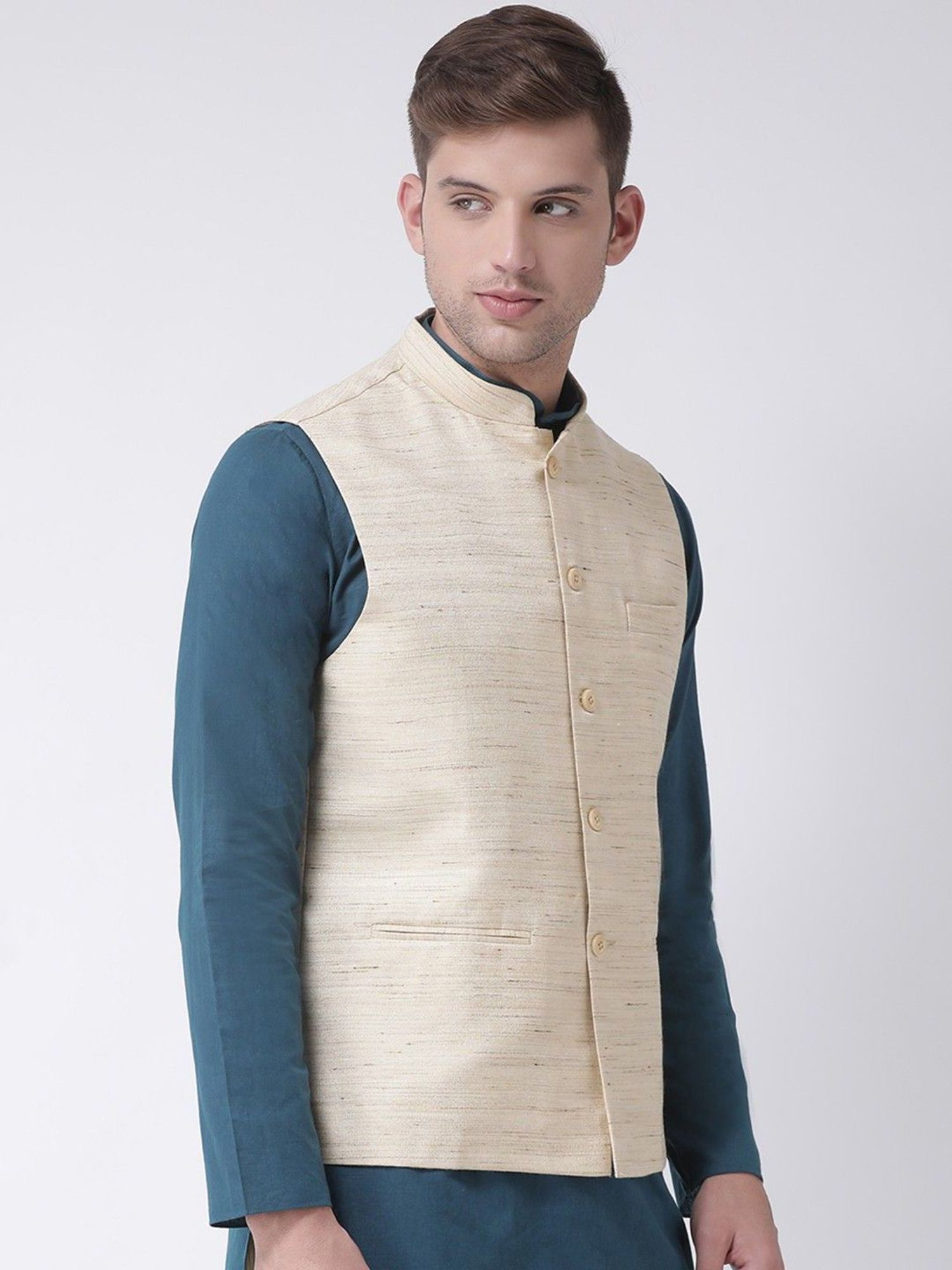 TABARD Beige Regular Texture Nehru Jacket