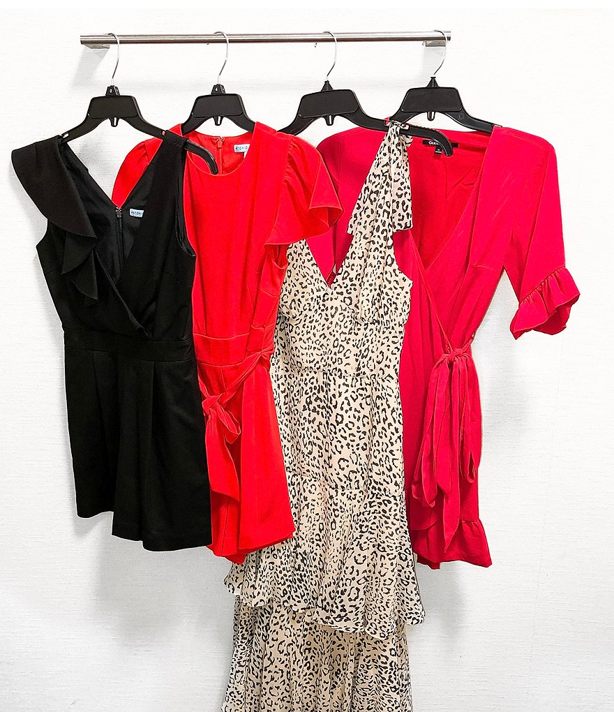 Gianni Bini Lauren Ruffle Trim Sleeve V-Neck Wrap Dress