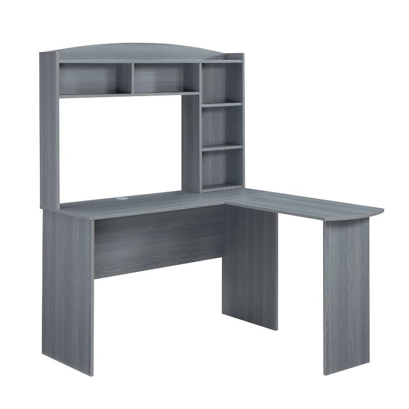 Modern L Shaped Desk with Hutch Gray - Techni Mobili