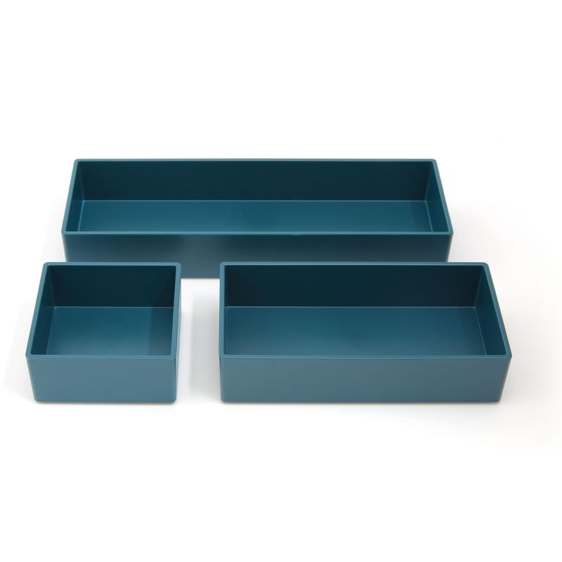 TRU RED 3 Piece Plastic Drawer Organizer, Teal TR55299 
