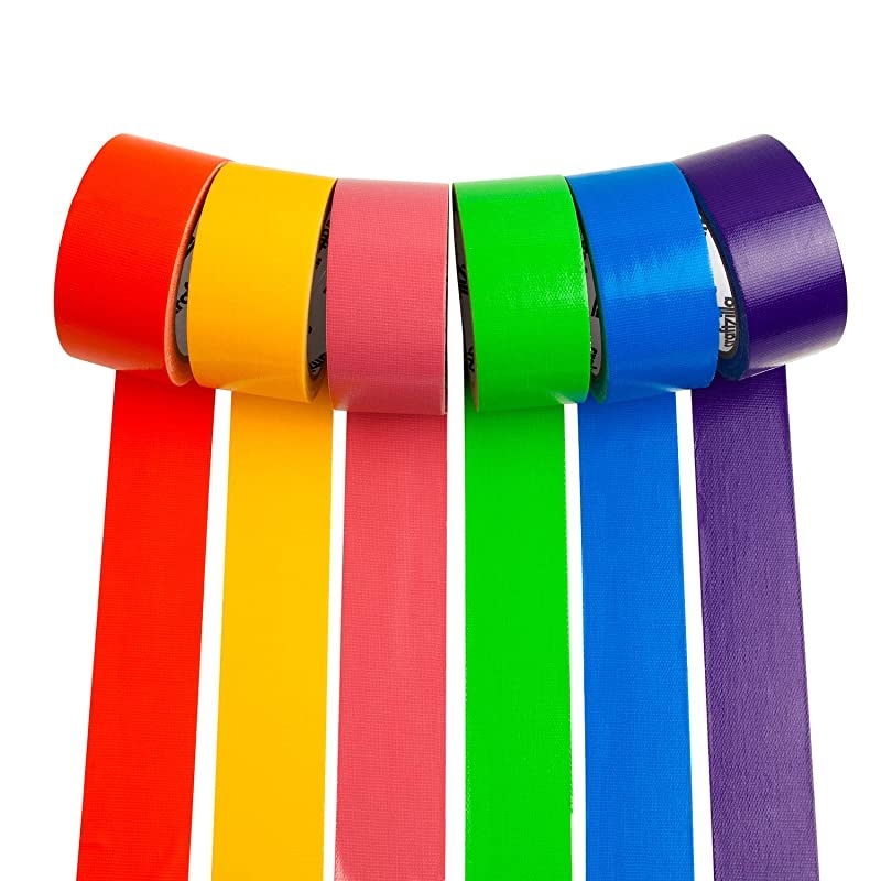 Rainbow Colored Duct Tape &mdash; 6 Bright Colors &mdash; 15 Yards x 2 Inch &mdash; No Residue, Tear by Hand & Waterproof &mdash; Great for Arts & Crafts, Color-Coding, and DIY Projects