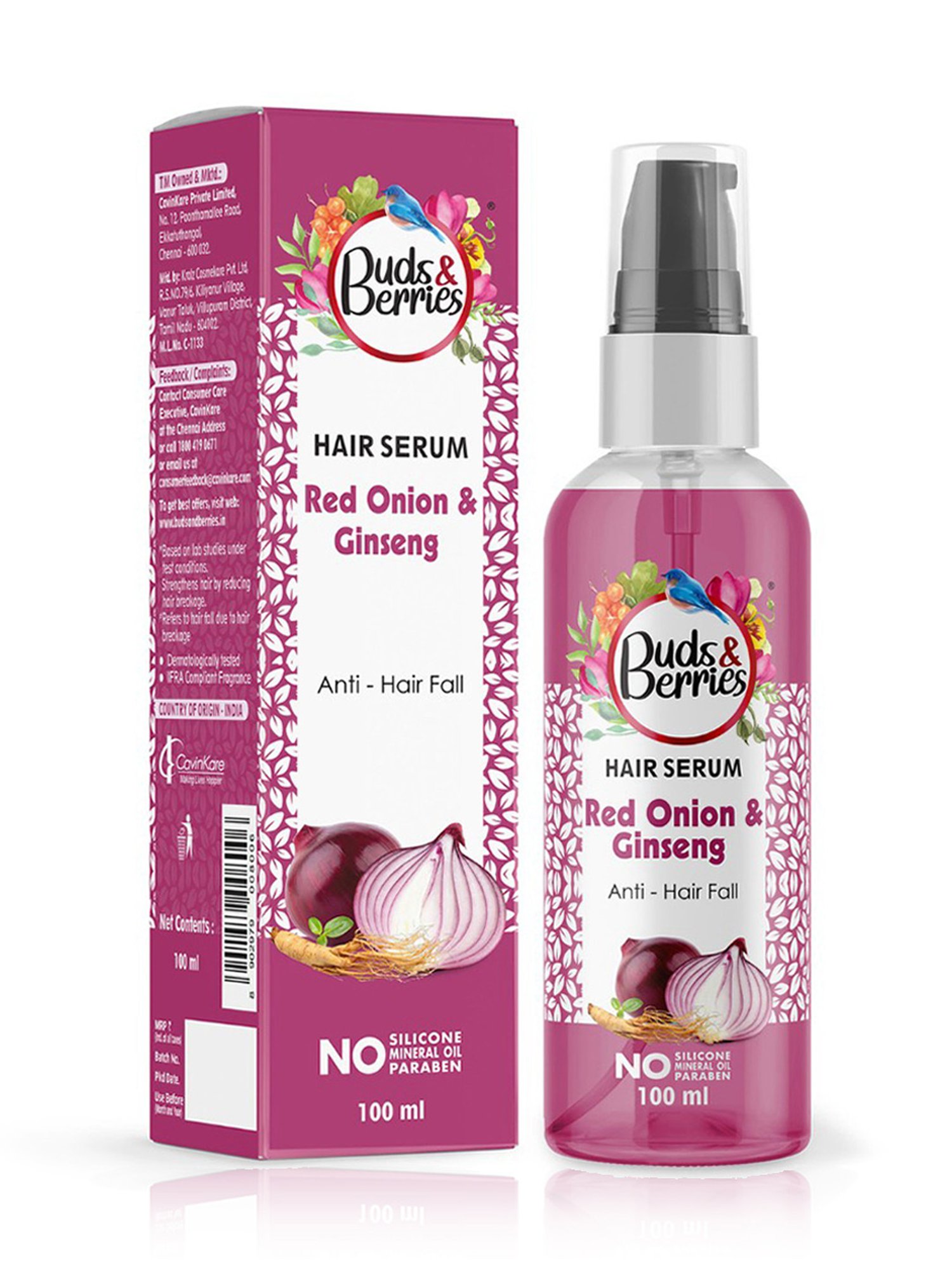 Buds & Berries Red Onion & Ginseng Anti-Hair Fall Hair Serum - 100 ml