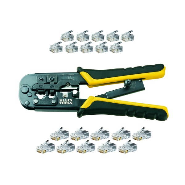 KLEIN TOOLS VDV226-817 7 1/2 in Crimper and Connector Kit Ethernet, RJ45