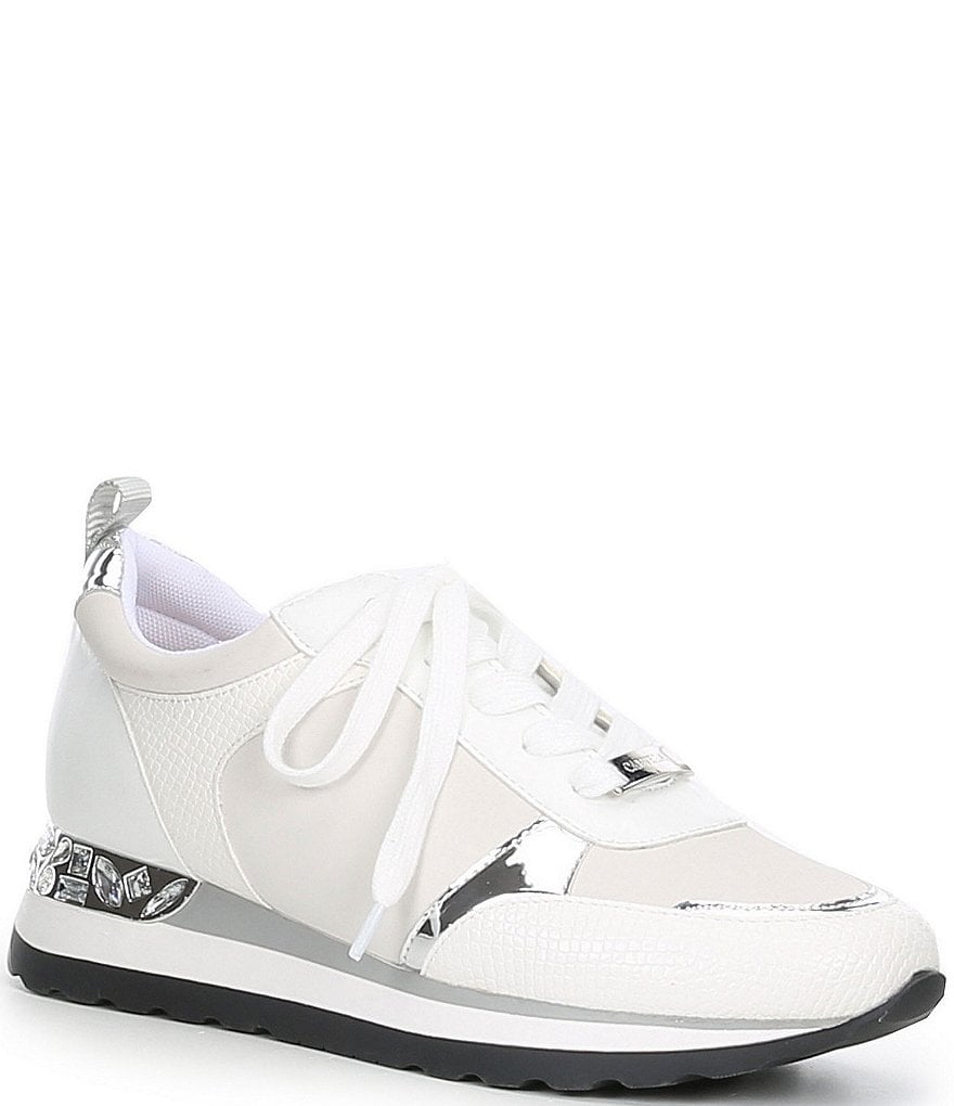 Donald Pliner Pelham Neoprene Mixed Leather Slip-On Wedge Sneakers