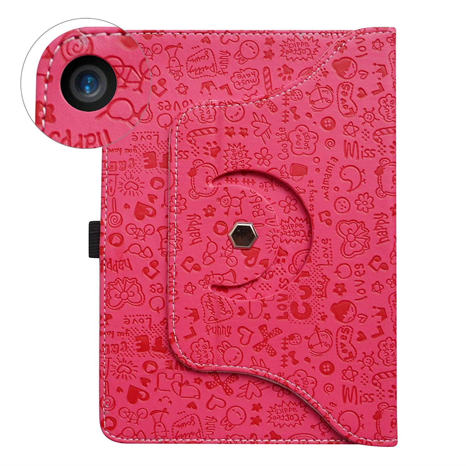 ZenPad Z8s ZT582KL / Z8 ZT582KL-VZ1 Rotating Case,Mama Mouth 360 Degree Rotary Stand With Cute Pattern Cover For 7.9" Asus ZenPad Z8s ZT582KL / Z8 ZT582KL-VZ1 Android 7.0 Tablet,Rose Red