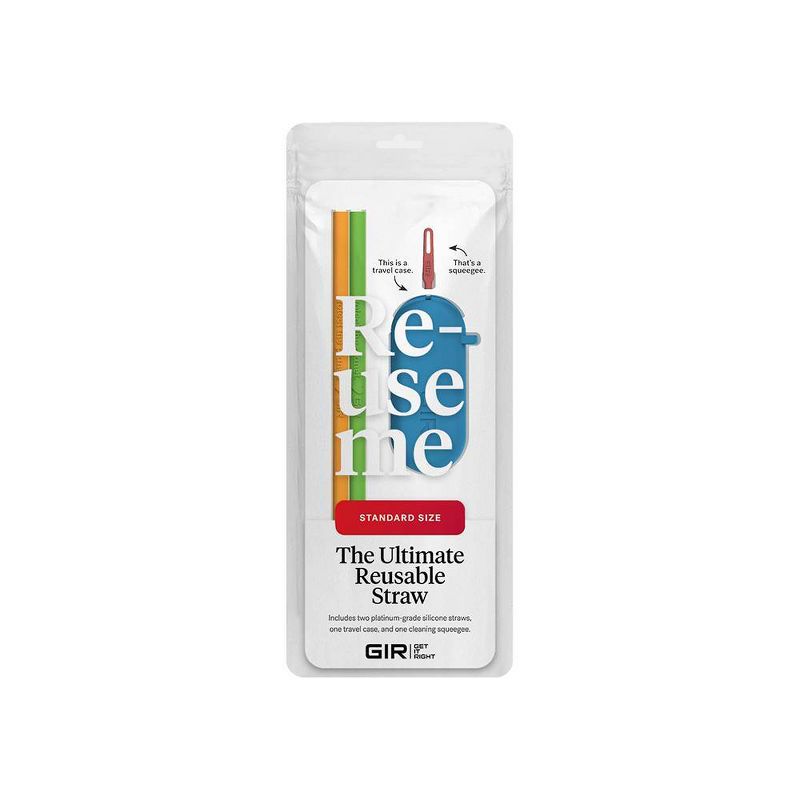 GIR: Get It Right 2pk Standard Silicone Straw Citrus