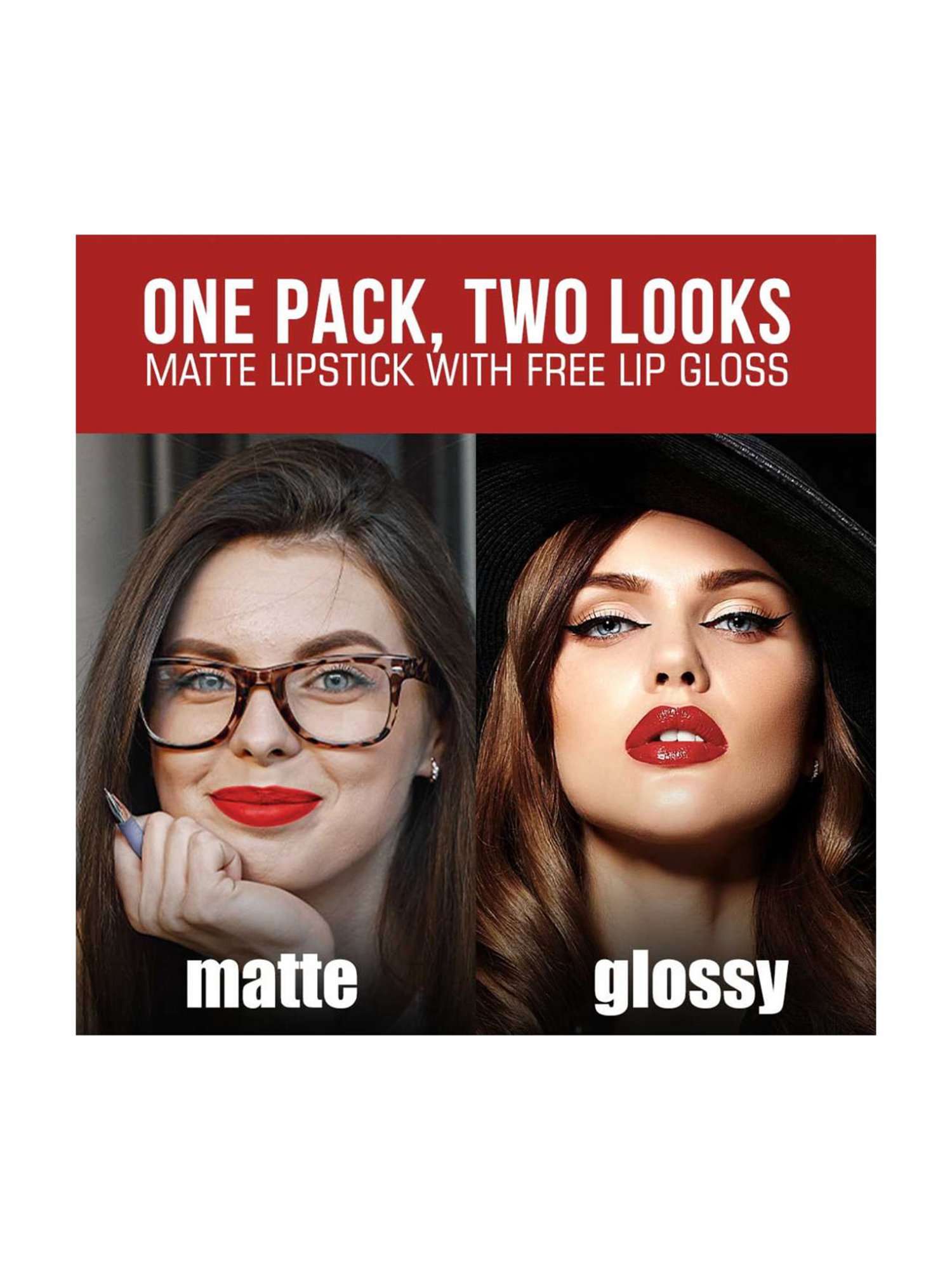 Neud Matte Liquid Lipstick Combo Hottie Crush & Perfect Pout with Two Lip Gloss Free