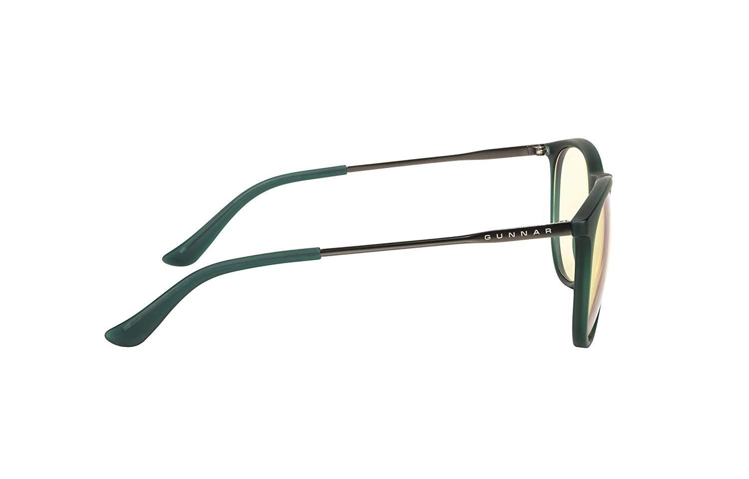 GUNNAR Gaming and Computer Eyewear/Menlo, Amber Tint - Patented Lens, Reduce Digital Eye Strain, Block 65% of Harmful Blue Light (Emerald Frame, Amber Lens) - PC; Mac; Linux
